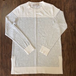 LOFT Gray & White Stripped Sweater